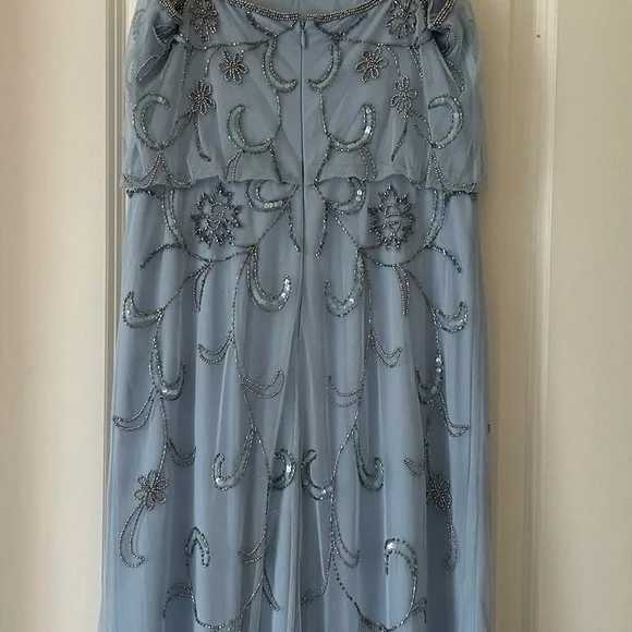 Adrianna Papell Blouson Light Blue Embellished Gown Size 6 - Picture 9 of 11